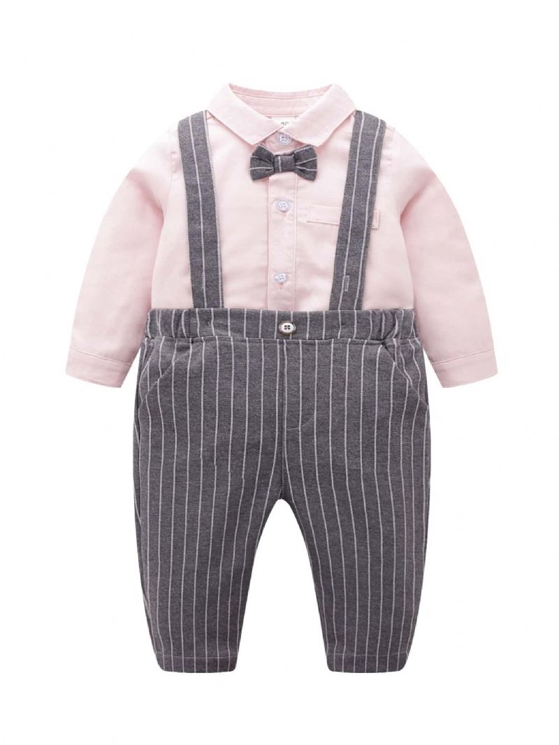 Děťátko Chlapci Gentleman Obleky S Dlouhým Rukávem Košile S Podvazkem Kostkované Kalhoty Pro Chlapce Batolata