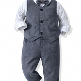 Děťátko Chlapci Gentleman Outfit Formální Oblek S Dlouhým Rukávem Set Oblečení