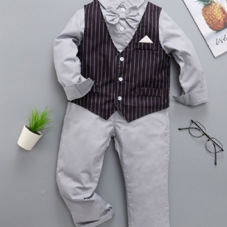 Děťátko Chlapci Gentleman Outfit Košile Vesta A Kalhoty S Dlouhým Rukávem Set Pro Narozeninovou Svatbu Dětské Oblečení