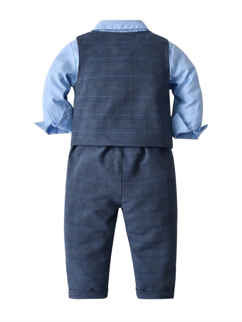 Děťátko Chlapci Gentleman Outfit Motýlek S Dlouhým Rukávem Set Košile A Vesta A Kalhoty Dětské Oblečení