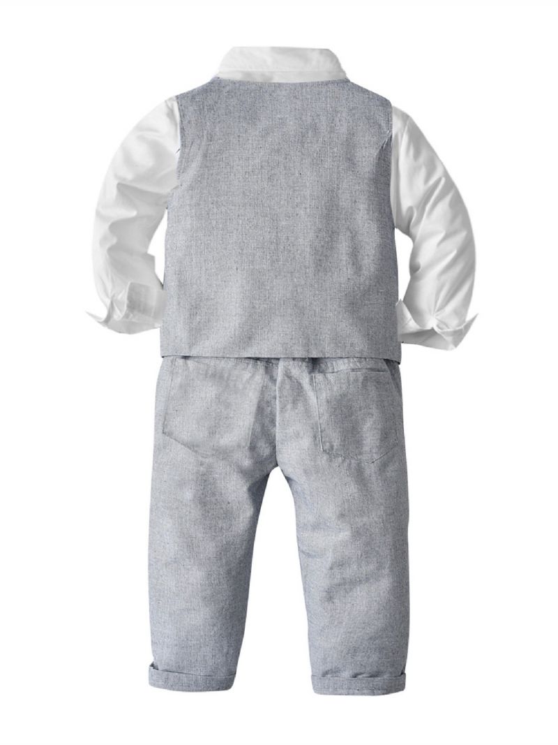 Děťátko Chlapci Gentleman Outfit Motýlek S Dlouhým Rukávem Souprava Kombinézy Tílka A Kalhot Dětské Oblečení