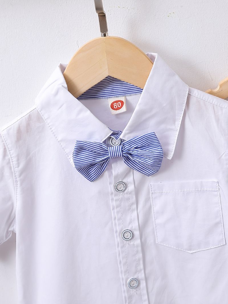 Děťátko Chlapci Gentleman Outfit Motýlek S Krátkým Rukávem Set Dětské Oblečení