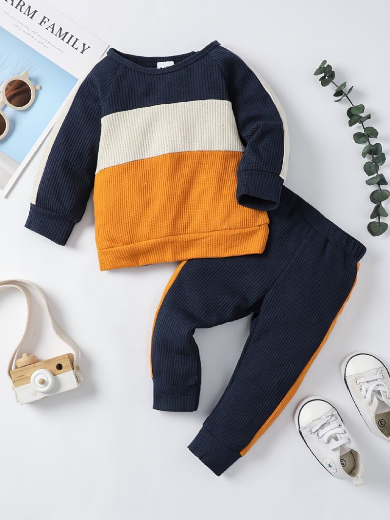 Děťátko Chlapci Mikina Colorblock + Tepláky Set Zimní Oblečení Pro Miminko