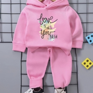 Děťátko Dívky Colorful Letters Love Fleece Mikina Kalhoty S Dlouhým Rukávem