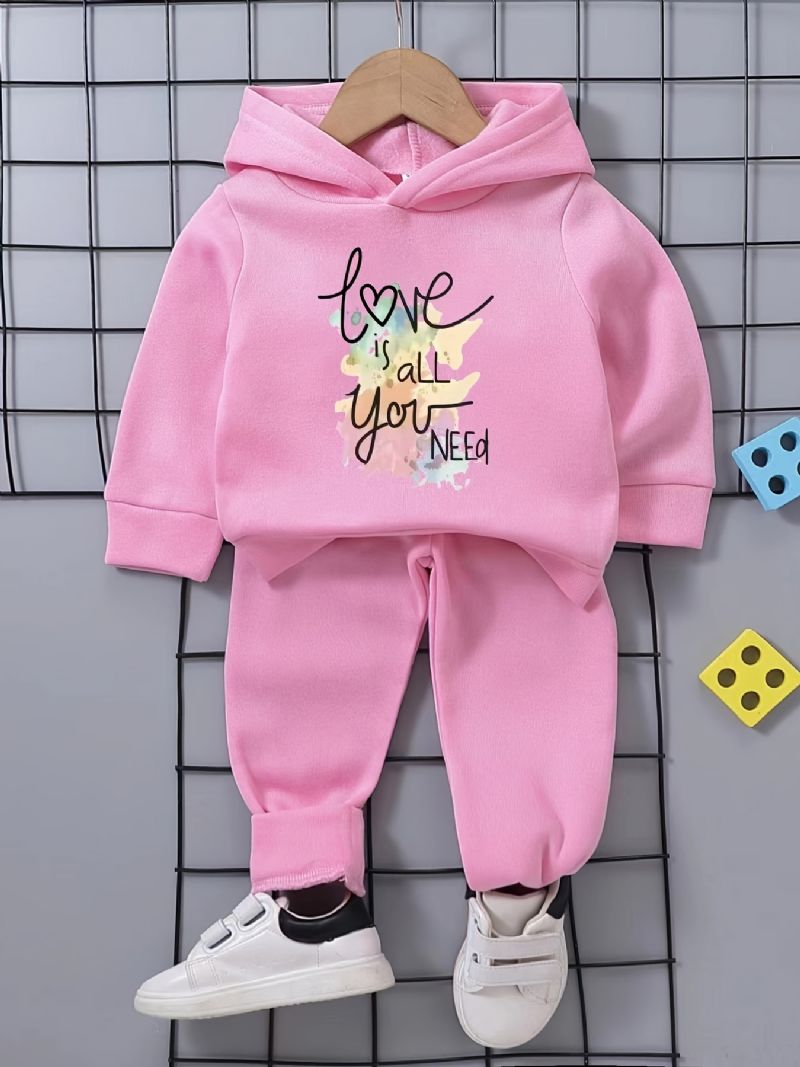 Děťátko Dívky Colorful Letters Love Fleece Mikina Kalhoty S Dlouhým Rukávem