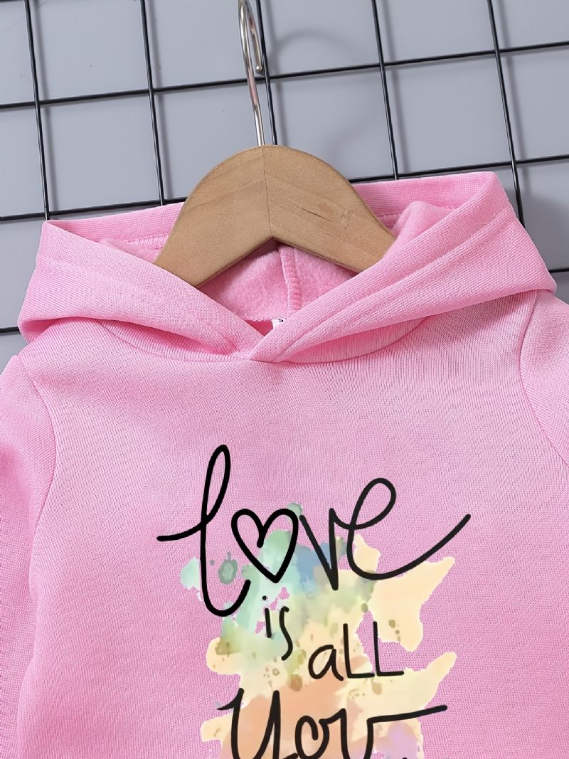 Děťátko Dívky Colorful Letters Love Fleece Mikina Kalhoty S Dlouhým Rukávem