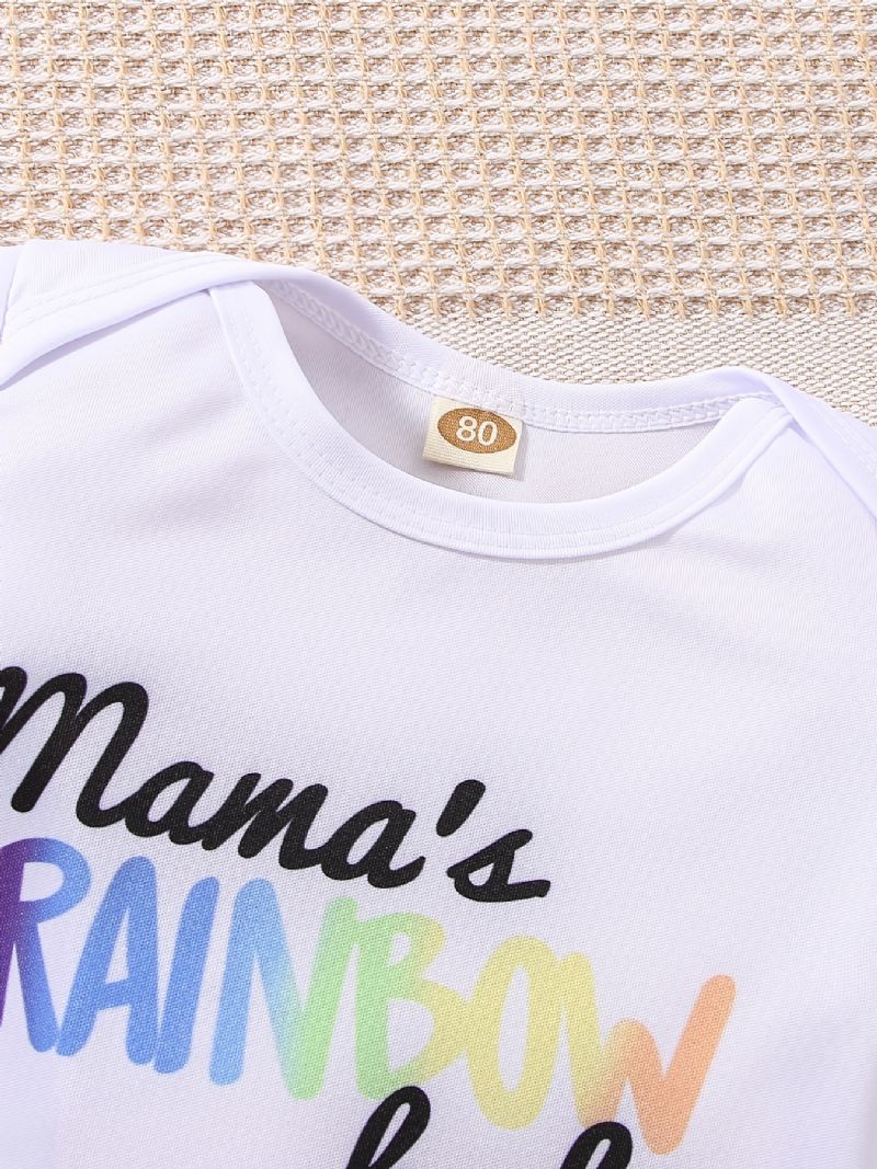 Děťátko Dívky Maminčina Rainbow Body & Pruhované Kalhoty A Čepice Set Pro Novorozence
