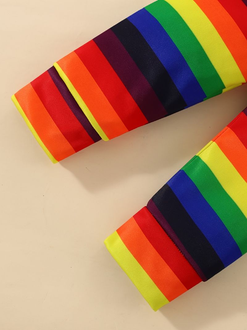 Děťátko Dívky Maminčina Rainbow Body & Pruhované Kalhoty A Čepice Set Pro Novorozence