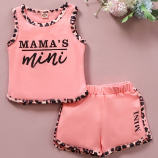 Děťátko Dívky Pink Letter Print Patchwork Tank & Shorts Set Summer Outfits