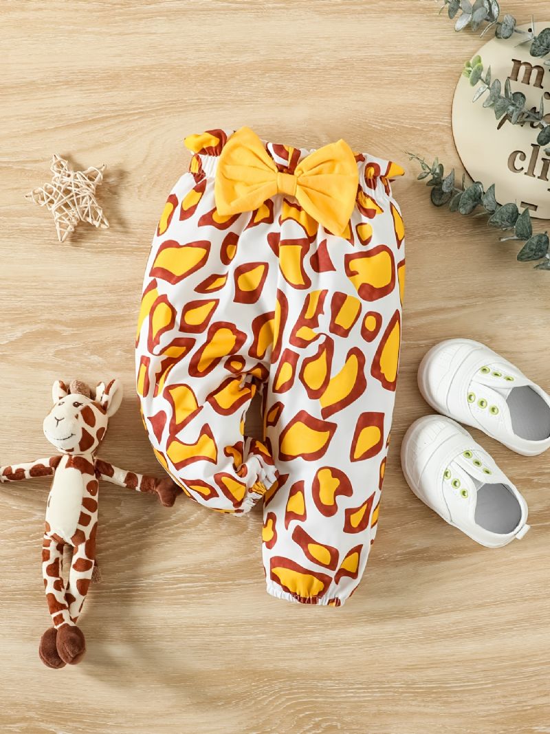 Holčičky Žirafa Potisk Volánkový Návlek + Kalhoty Souprava Body Onesie Děťátko Clothes
