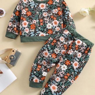Kalhoty S Dlouhým Rukávem Se Vzorem Květinového Tisku Pro Dívky