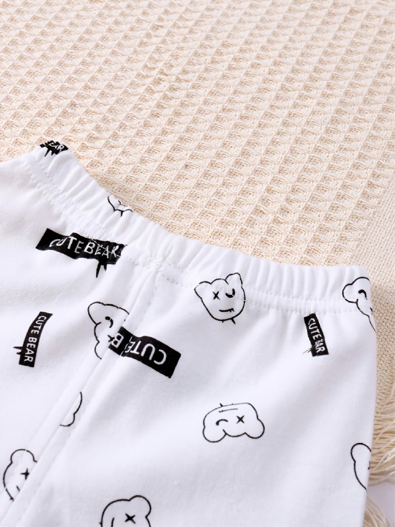 Podzim Zima Chlapci Ležérní Bear Potištěný Crew Neck Dlouhý Rukáv Kalhoty Set