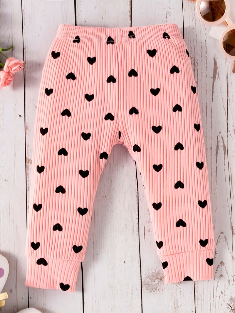 Podzimní Zimní Děťátko Dívky Heart Pattern Pink Bodysuit Set