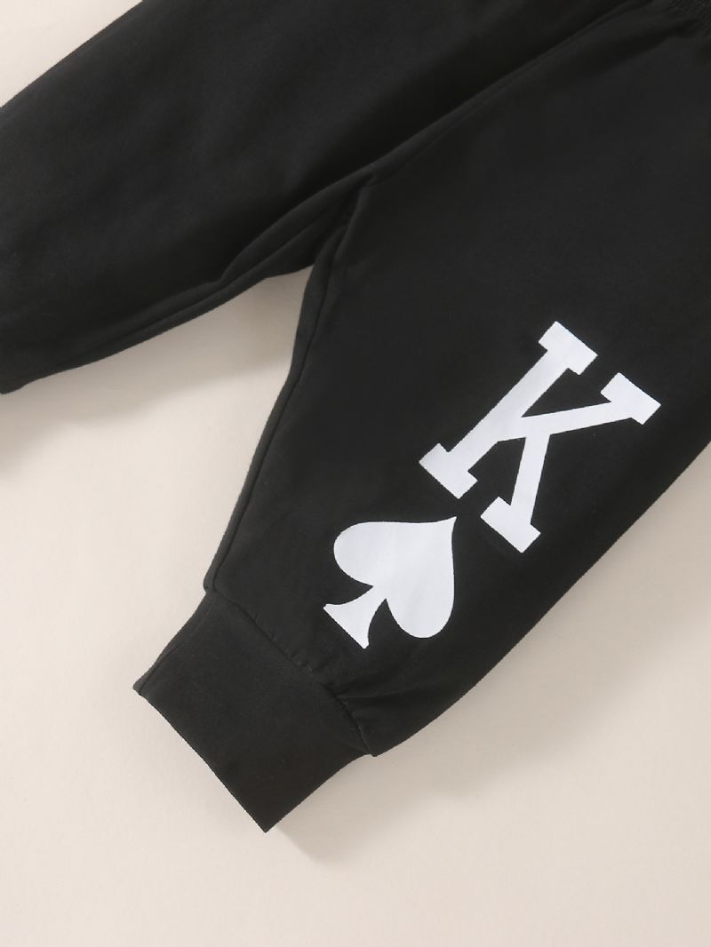 Roztomilý Personalizovaný Bavlněný Dětský Oblek Černý Bílý Potisk Pro Chlapce