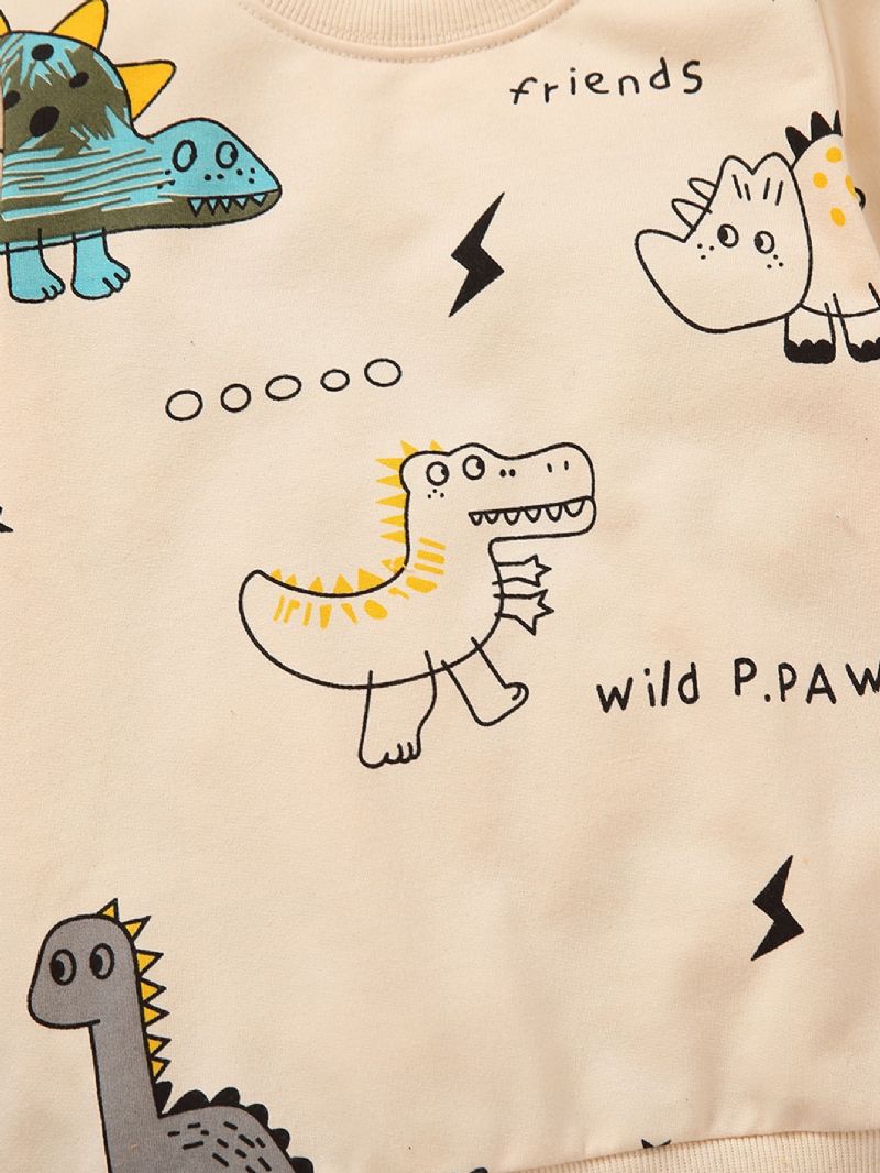 Sada 2ks Dětských Kreslených Dinosaurů S Potiskem Pro Volný Čas Svetr