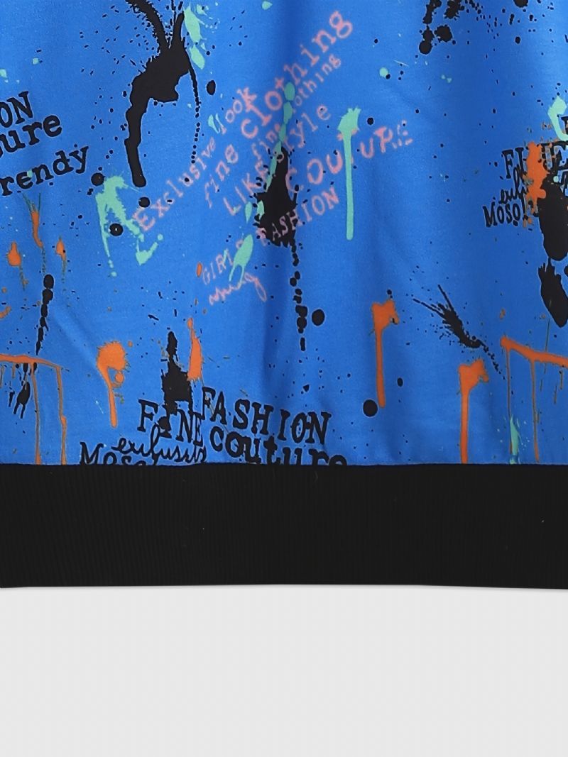 Sada Mikiny A Kalhot S Kulatým Výstřihem A Dlouhým Rukávem 2ks Pro Děti S Graffiti Potiskem