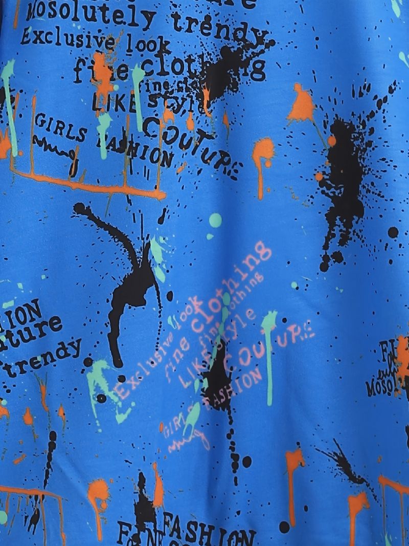 Sada Mikiny A Kalhot S Kulatým Výstřihem A Dlouhým Rukávem 2ks Pro Děti S Graffiti Potiskem