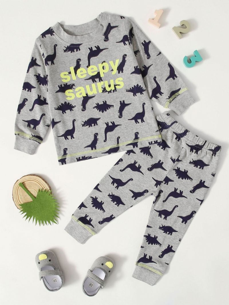 Sady Mikiny Kalhot S Potiskem Pro Miminka Pro Volný Čas Kresleného Dinosaura