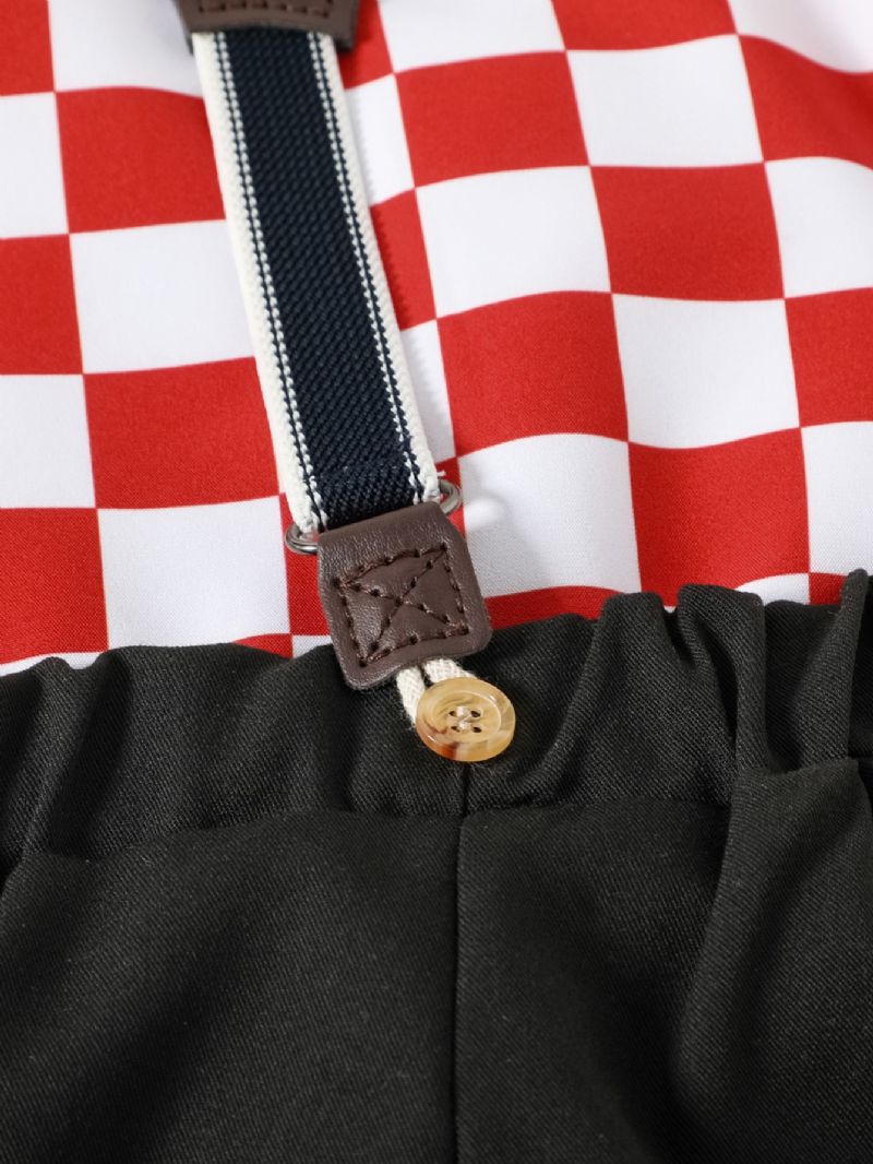 Smokingové Oblečení Pro Miminko A Chlapečka Kostky S Motýlkem Košile + Podvazkové Kalhoty Soupravy