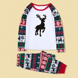 Vánoční Pyžamové Sady Pro Rodiče A Děti Pro Volný Čas Santa Elk Print