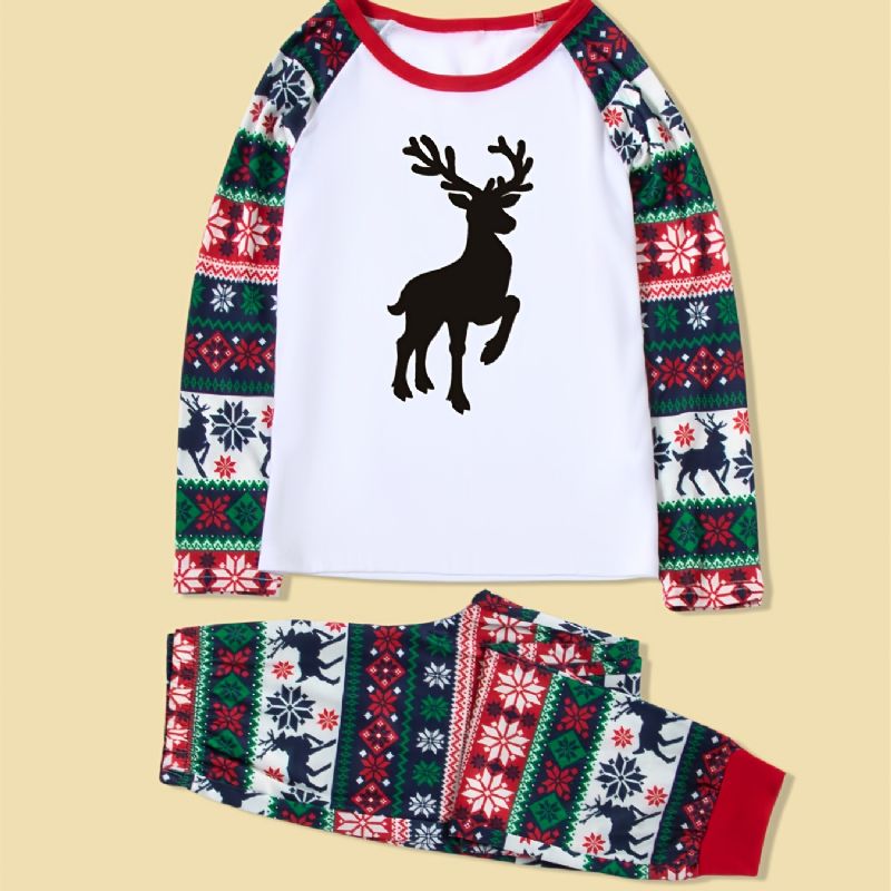 Vánoční Pyžamové Sady Pro Rodiče A Děti Pro Volný Čas Santa Elk Print