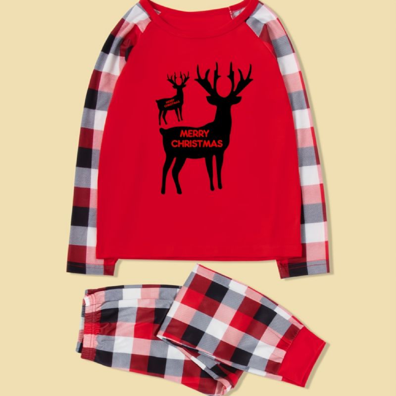 Vánoční Sady Pyžama Pro Rodiče A Děti Santa Elk S Abecedou Tisku