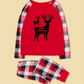 Vánoční Sady Pyžama Pro Rodiče A Děti Santa Elk S Abecedou Tisku