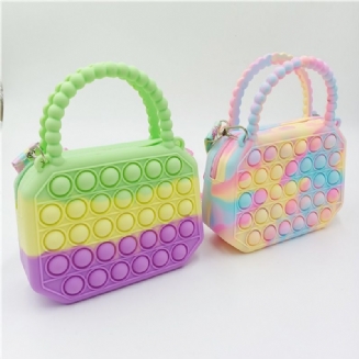 Dívka Push Pop Bubble Squeeze Bag Colorblock Děti Novelty Crossbody Toy Děťátko Roztomilá Taška