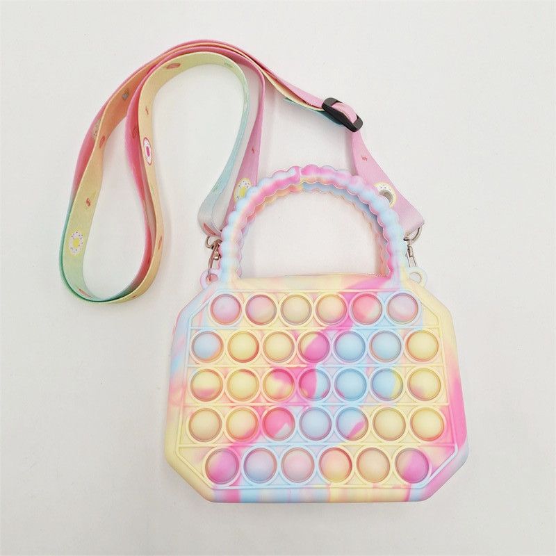 Dívka Push Pop Bubble Squeeze Bag Colorblock Děti Novelty Crossbody Toy Děťátko Roztomilá Taška