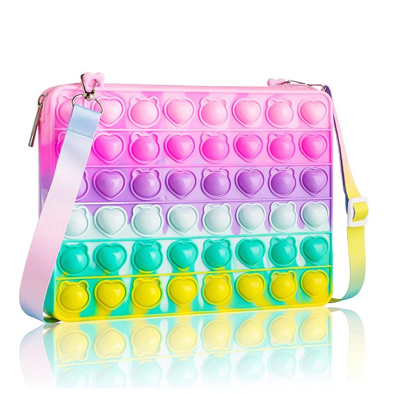 Dívka Push Pop Bubble Squeeze Bag Colorblock Děti Novelty Crossbody Toy Děťátko Roztomilá Taška
