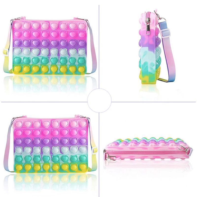 Dívka Push Pop Bubble Squeeze Bag Colorblock Děti Novelty Crossbody Toy Děťátko Roztomilá Taška