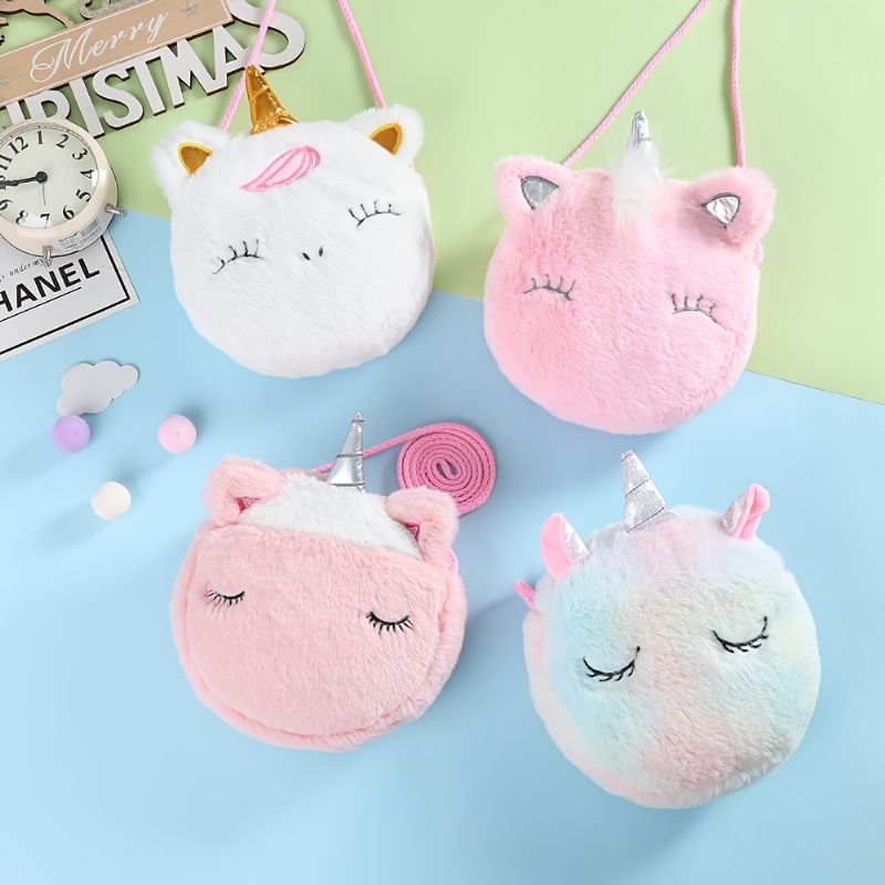 Dívčí Ležérní Roztomilá Plyšová Crossbody Kabelka Unicorn Velkokapacitní Taška Messenger