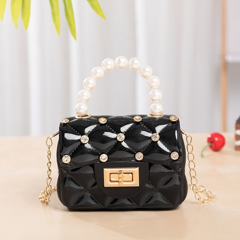 Dívčí Mini Peněženka Pearl Drahokamu Kabelka Princess Crossbody Taška Přes Rameno Na Řetízek