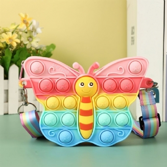 Dívčí Silikonová Roztomilá Motýlí Taška Přes Rameno Nastavitelná Na Mince Peněženka Na Dětská Dekompresní Pop Fidget Toys