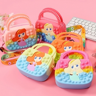 Dívčí Silikonové Roztomilé Kabelky Messenger Bag Taška Přes Rameno Dětská Dekompresní Pop Fidget Toys
