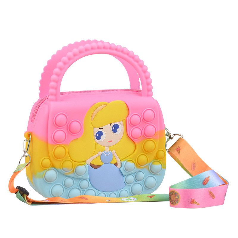 Dívčí Silikonové Roztomilé Kabelky Messenger Bag Taška Přes Rameno Dětská Dekompresní Pop Fidget Toys