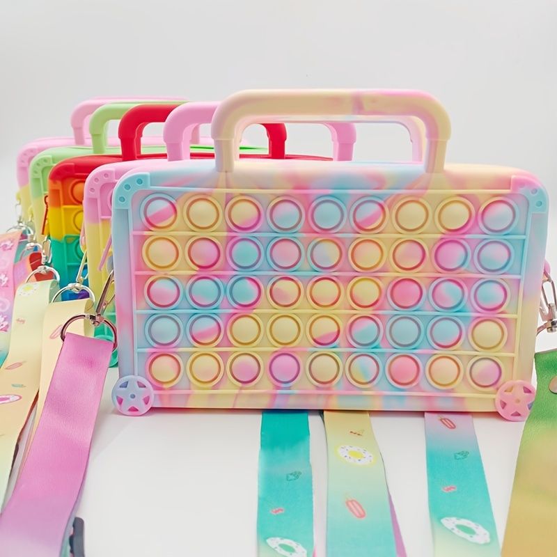 Dívčí Silikonové Roztomilé Kabelky Messenger Bag Taška Přes Rameno Dětská Dekompresní Pop Fidget Toys