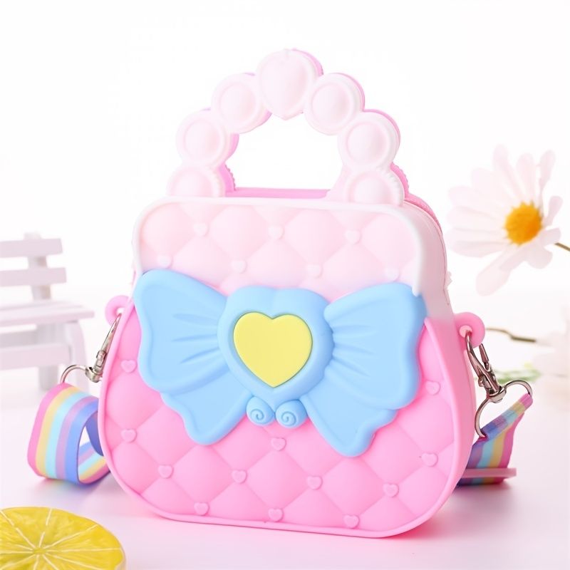 Dětská Dívčí Silikonová Kabelka Princess Bow Messenger Bag Coin Purse Crossbody