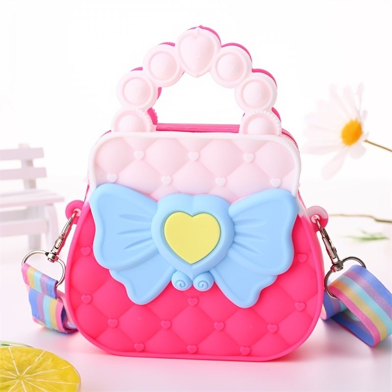 Dětská Dívčí Silikonová Kabelka Princess Bow Messenger Bag Coin Purse Crossbody