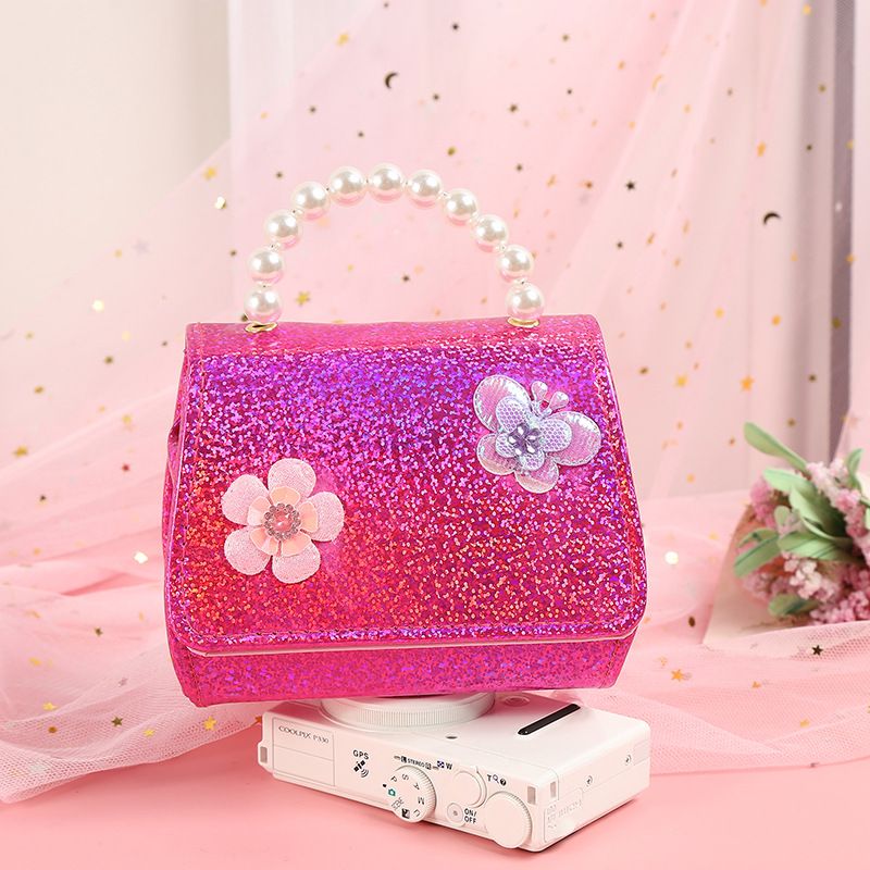 Děťátko Dívky Roztomilý Motýl Květinový Dekor Pearl Kabelka Crossbody Princezna Taška Přes Rameno