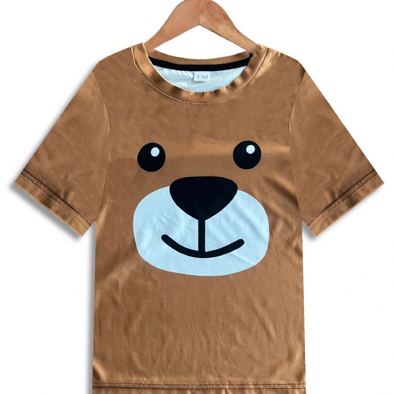 Chlapci Dívčí Tričko Se Vzorem Medvěda Ležérní S Krátkým Rukávem Dětské Oblečení