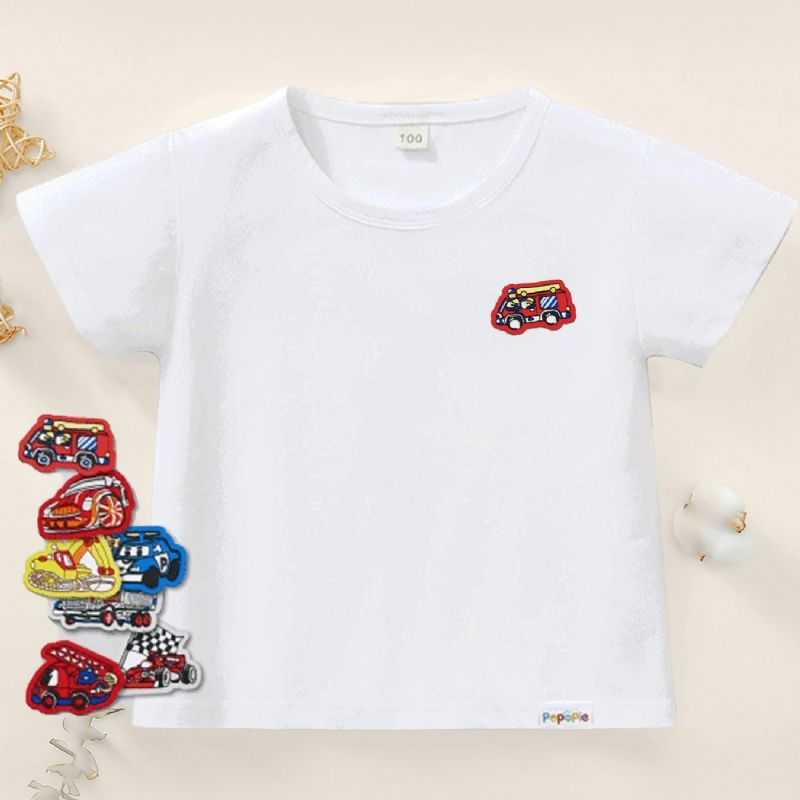 Chlapecká Košile S Krátkým Rukávem S Kreslenými Samolepkami Jacquar Patch
