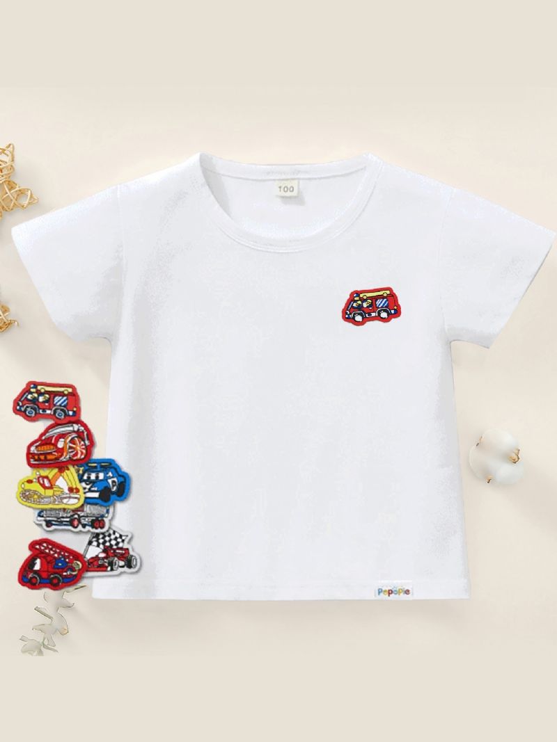 Chlapecká Košile S Krátkým Rukávem S Kreslenými Samolepkami Jacquar Patch