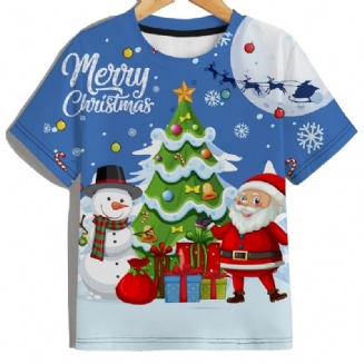 Chlapecké Tričko S Kulatým Výstřihem Ležérní Oblečený Rukáv 3d Vzor Vánoční S Digitálním Potiskem
