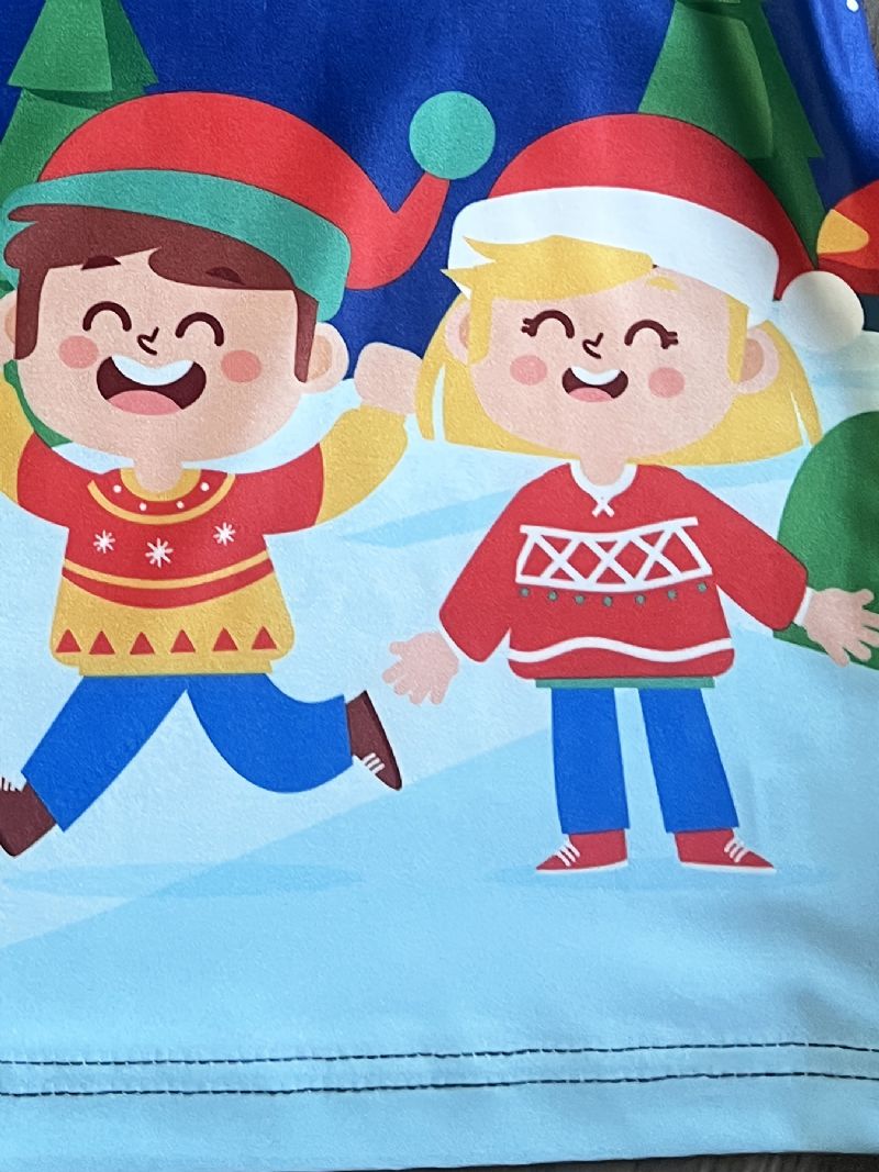 Chlapecké Tričko S Kulatým Výstřihem Ležérní Oblečený Rukáv 3d Vzor Vánoční S Digitálním Potiskem