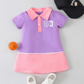 Dívčí Tričko Polo Pro Volný Čas Letter Print Šaty Purple & Pink