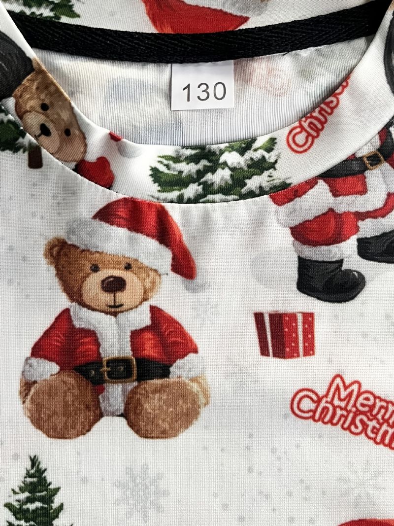 Dětské Chlapecké Dívčí Tričko Crew Neck Bear Pattern Pro Vánoční Oblečení