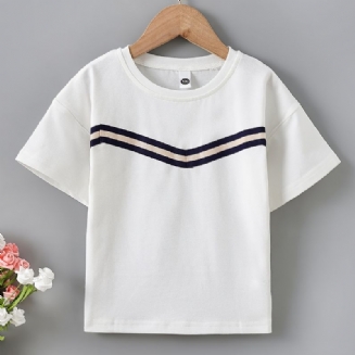Dětské Dívčí Tričko Color Block S Kulatým Výstřihem A Krátkým Rukávem Top Oblečení