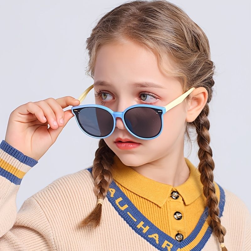 Dětské Ultralehké Kulaté Celorámové Silikonové Módní Sluneční Brýle