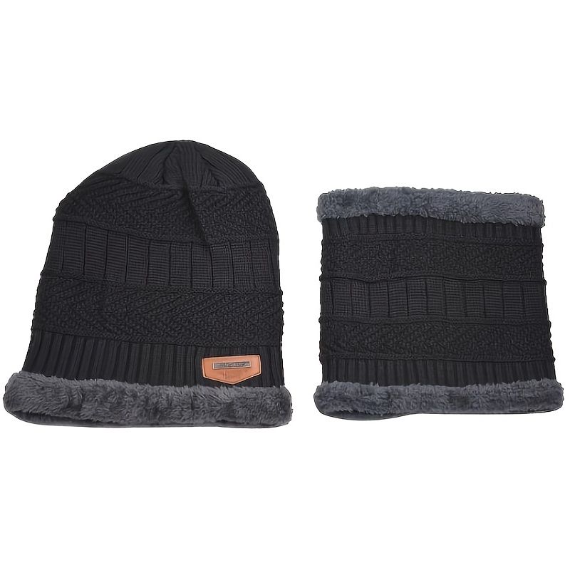 2ks Děťátko Beanie Pletená Čepice A Šála Set Jednobarevný Fleece Zahuštěný Teplá Zima Pro Chlapce Dívky